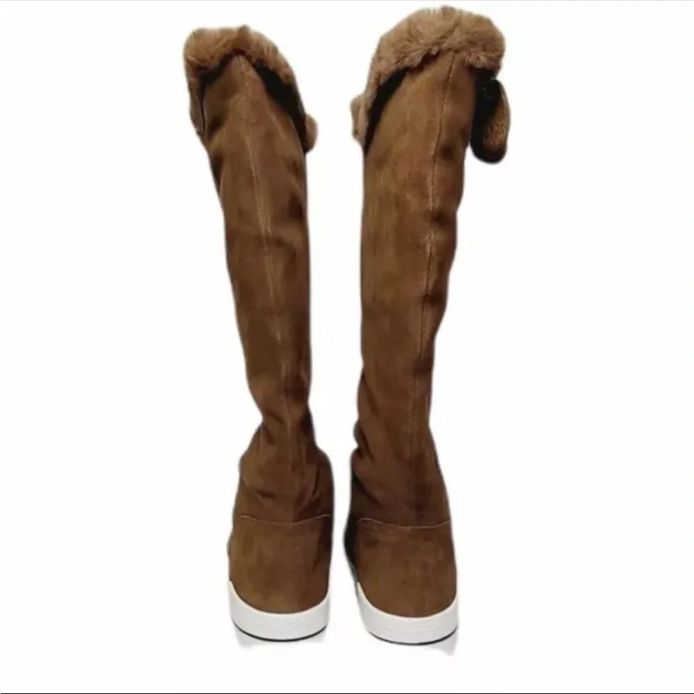 NEW J/Slides Selene Boots, Waterproof Leather, Taupe Size 7.5 Faux Fur Lined